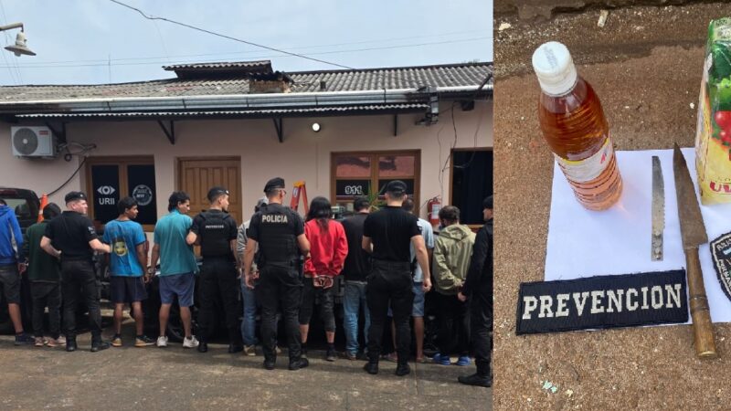 Nueve detenidos por tomar alcohol y ocasionar disturbios en una plaza del centro de Oberá