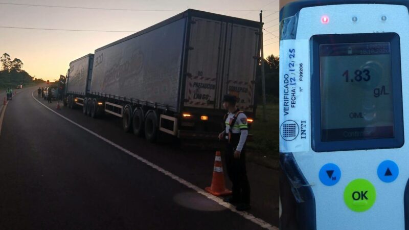Camionero irresponsable: manejaba alcoholizado, zigzagueando y terminó preso