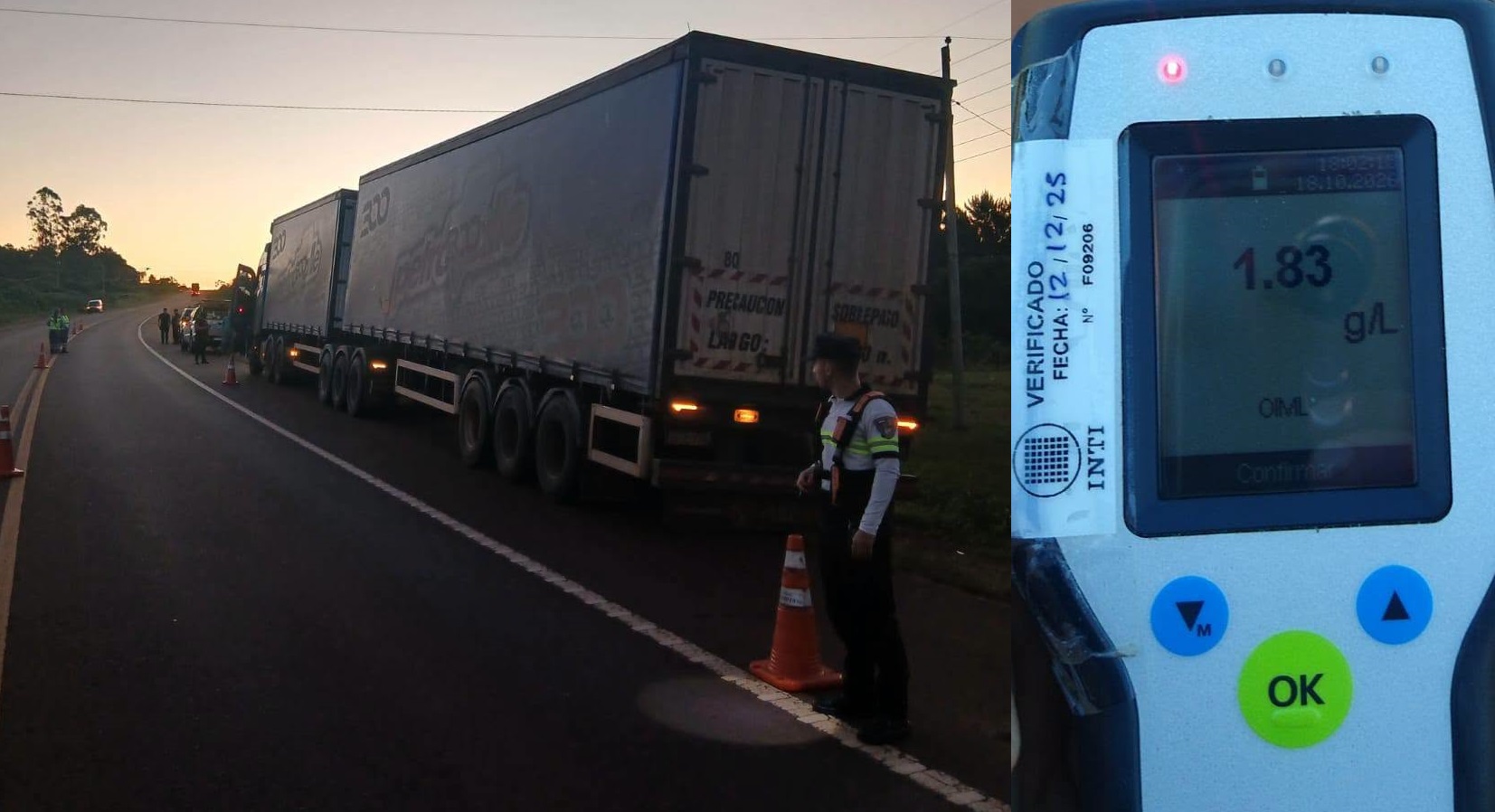 Camionero irresponsable: manejaba alcoholizado, zigzagueando y terminó preso