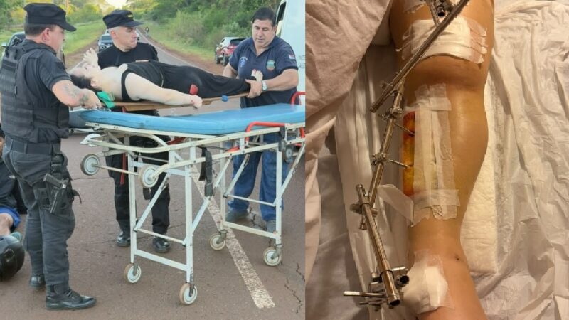 Joven gendarme sufrió múltiples fracturas por impacto de una Hilux cuyo conductor escapó
