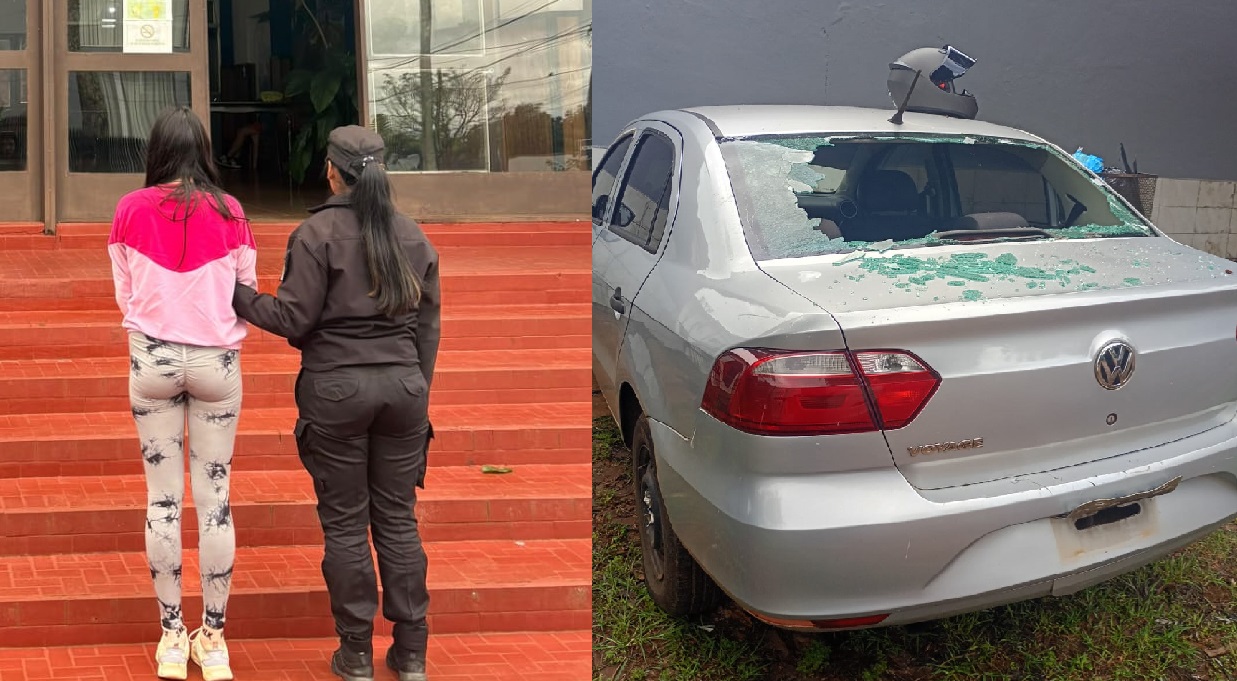 Llegó alterada a la casa de su ex, ocasionó daños en el auto y terminó presa